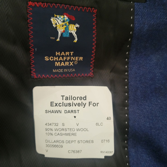 Hart Schaffner Marx Shawn Darst Wool Cashmere Blend Sport Coat Jacket Size 40S - Picture 6 of 10
